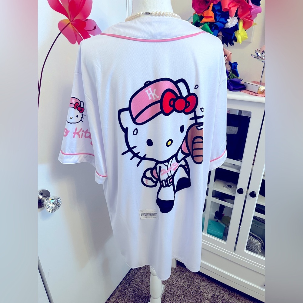 Button up Hello Kitty Baseball Jersey.
